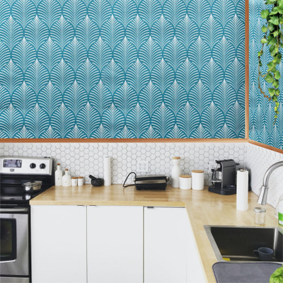 CRIMSON DECORS Vinyl Decorative Blue, White Wallpaper(L x W: 200 cm x 45 cm)