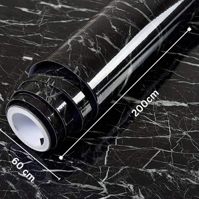 Heen Fab Vinyl Abstract Black Wallpaper(L x W: 60 cm x 200 cm)