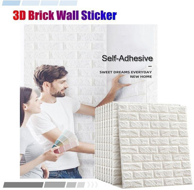 Onbet 77 cm PE Foam Brick Design 3D Wall Stickers/DIY Wallpaper Self Adhesive Sticker(Pack of 1)