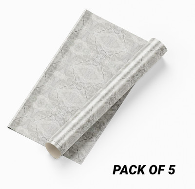 Guru Production Vinyl Decorative Grey Wallpaper(L x W: 200 cm x 60 cm, Pack of 5)