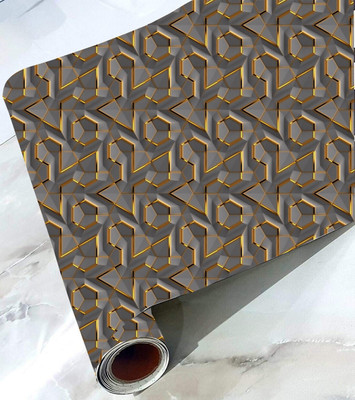Guru Production Vinyl Abstract Grey, Gold Wallpaper(L x W: 250 cm x 250 cm)