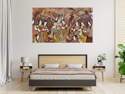 Asthaprint 36 inch Radha Krishna Poster For Livingroom Home office Wall Decor (Size 24x36 Inch) Self Adhesive Sticker(Pack of 1)