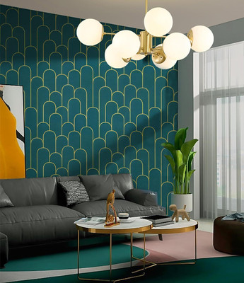 NOOREV ART Vinyl Floral & Botanical Green Wallpaper(L x W: 127 cm x 40 cm)