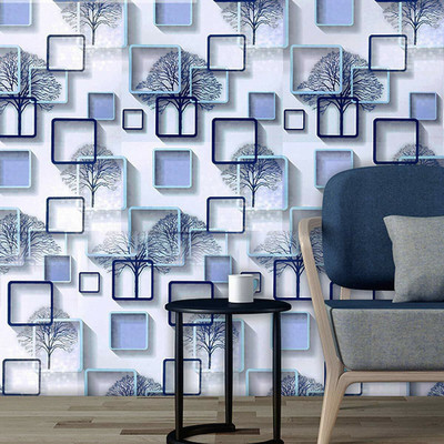 Rimjhim Vinyl Decorative Blue Wallpaper(L x W: 300 cm x 45 cm)