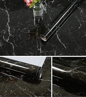 Adhunyk Vinyl Decorative Black Wallpaper(L x W: 200 cm x 60 cm)