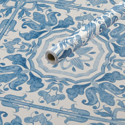 Guru Production Vinyl Abstract Blue, White Wallpaper(L x W: 250 cm x 250 cm)