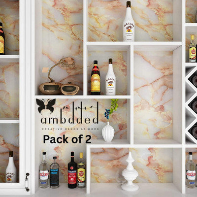 XEAMUSY Vinyl Decorative Beige Wallpaper(L x W: 200 cm x 60 cm, Pack of 2)