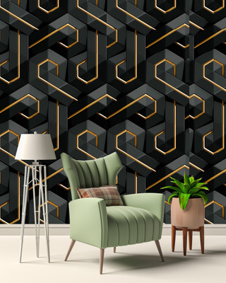 FOKRIM 100 cm 100CM-3D Black Gold Sticker Self Adhesive Sticker(Pack of 1)
