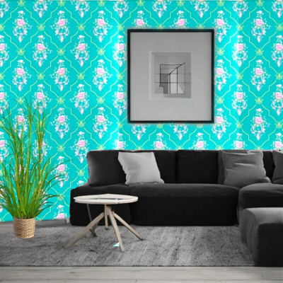 AZURE DECORS Vinyl Decorative Green Wallpaper(L x W: 1000 cm x 45 cm)