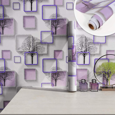 LAVEINTA Vinyl Decorative Purple Wallpaper(L x W: 200 cm x 45 cm)