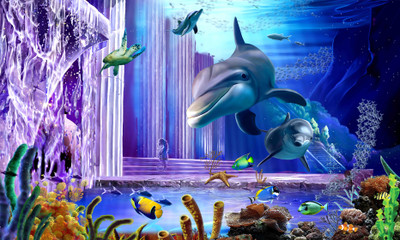 Ashtawalldecor 36 inch Fish Poster For Livingroom Bedroom Home office Wall Decor (Size 24x36 Inch) Self Adhesive Sticker(Pack of 1)