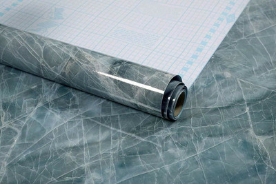 SABBAI 200 cm Blue Marble Waterproof Wallpaper Sticker for Decoration Self Adhesive Sticker(Pack of 1)