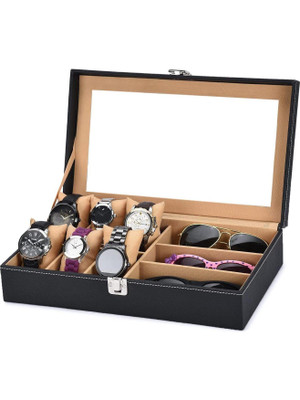 STORESHINE Men's and Women's Watch Box Holder Organizer Case in Black color(9 Compartments) Watch Box(Black, Holds 9 Watches)