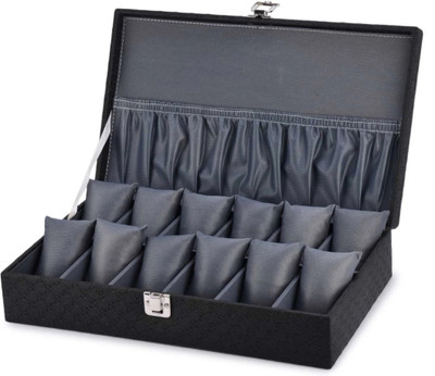 WATCHHUT Men's and Women's Watch Box Holder Organizer Case in Black and gray color in. Watch Box(Black, GRAY, Holds 12 Watches)