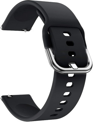 AOnes Silicone Belt Watch Strap with Metal Buckle for Noise Noisefit Agile 2 Buzz Smart Watch Strap(Black)