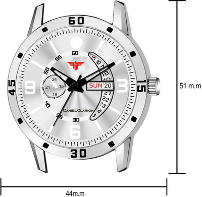 DANIEL CLARION DC-1103-Silver+Black Pen Day and date Analog watch for men with Black Ball Pen Analog Watch - For Boys DANIEL CLARION DC-1103-Silver+Black Pen Day and date Analog watch for men with Black Ball Pen Analog Watch - For Boys