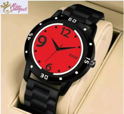 house of common Miss perfect No Red Dial Bumpper Pu Black Belt Men and Boy Watch Analog Watch  - For Boys