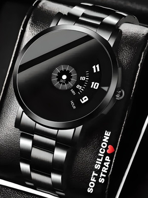 AMERICANVIBER PIDU BRK Premium All Black Round Dial Analogue Watch with Smooth Rubber Strap Analog Watch - For Men