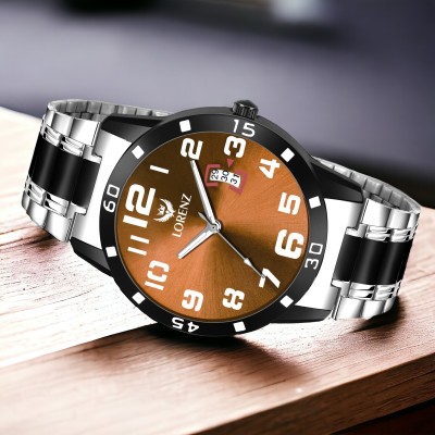 LORENZ MK-3055K Lorenz Two Tone Chain & Brown dial Watch for Men | Watch for Boys | 3055K Analog Watch  - For Men