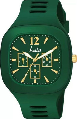 Joliya Miller Black Wrist Analog Watch Green Square Dial with Silicone Strap Analog Watch Analog Watch  - For Men
