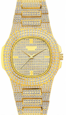 Agg traders AT08 New trending mens round ice out diamond studded watch Analog Watch  - For Men & Women