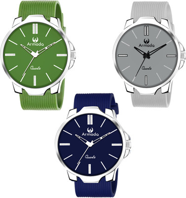 ARMADO AR-5708-ORG Combo of Three watches and silicon strap stylish analog watch for boys Analog Watch  - For Men