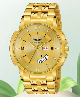 LOIS CARON LCS-8571 Day & Date Original Gold Plated Adjustable Bracelet Quartz Analog Watch Analog Watch  - For Men