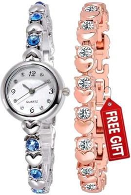 Mahi Trendz Girl's Special Quality Different Heart Shape Bangle Analog Watch with Rose Analog Watch  - For Couple