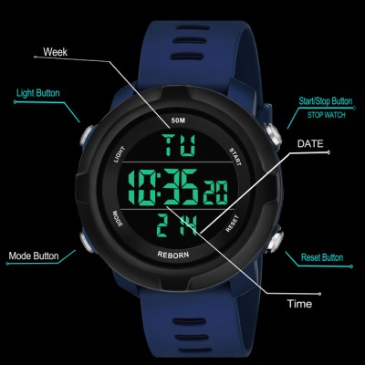 TrackFly 9062 BLUE Chronograph Multifunctional Sport Green Light LED fashionable wrist watch Digital Watch  - For Men