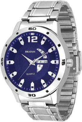 BRATON day date watch New Generation Exclusive blue dial stainless steel strap day & date function wrist Analog Watch  - For Men