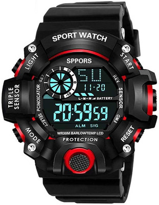 Prozo C Shock Red Watch New Generation Black LED Display Top Latest Design In Market Digital Watch  - For Boys
