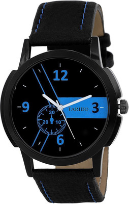 Tarido Exclusive watch black dial black leather strap analog wrist Analog Watch  - For Men