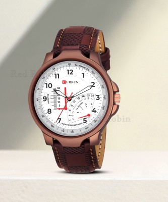 Red Robin CURREN-W-3K-BRW-CHL CURREN Design Stylish Brown Leather Strap Wrist Watch for Men and Boys Analog Watch  - For Men