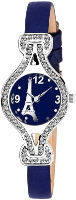 Holcano Eiffel Tower Blue Dial Design And Blue Belt Bracelet New Fashion Watch Analog Watch  - For Girls