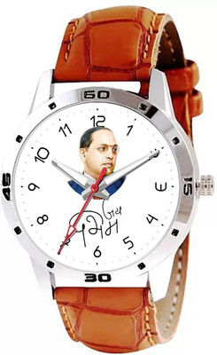 Tarido 1561sl02 JAI BHEEM AMBEDKAR WATCHwhite dial brown leather strap analog wrist Analog Watch  - For Men
