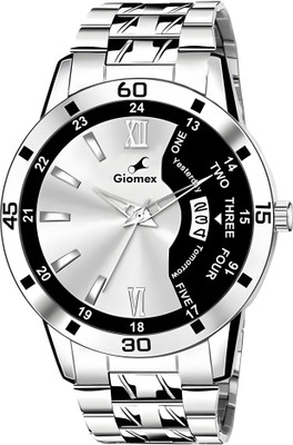Giomex 2252SM01 Date Silver/Black Chain Giomex 2252SM01 Date Silver/Black Date Function Analog Watch  - For Men