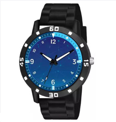 KU Blue Print Dial Bumpper Black Pu Belt Men and Boy Watch Analog Watch  - For Boys