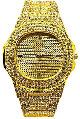 house of common Royal Habibi Men Diamond Golden Color Watch With Extra Gold Shine Watch For Gift Analog Watch  - For Men & Women