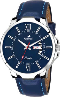 Giomex 8512 Blue/Blue Leather Strap Giomex 85012 Blue/Blue Day & Date Function Analog Watch  - For Men