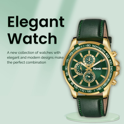 IHMTS-2502 Plain Green Dial & Green Genuine Leather Strap for Boys (Not a Chronograph) Analog Watch - For Men