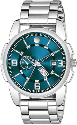 Niyati Nx J16SLV Green Day Date Dial Silver Steel Chain Analog Watch  - For Men