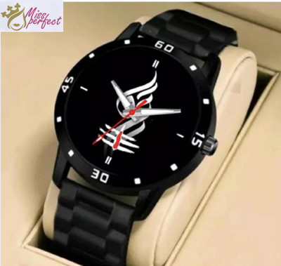 house of common Miss perfect Shank Black Dial Bumpper Pu Black Belt Men and Boy Watch Analog Watch  - For Boys