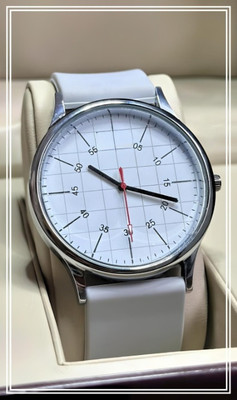 KNOWZ DRM001- GREY WHITE Analog slim case men watch Exclusive Premium Silicon Strap Analog Display White Color Analog Watch  - For Men