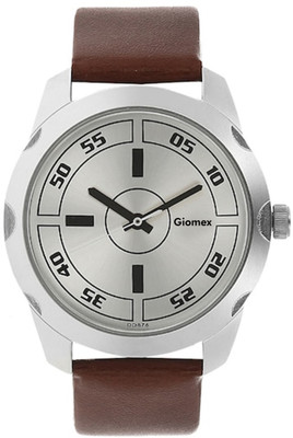 Giomex 3123SL03 Silver Brown Strap Premium Addition Analog Watch  - For Men
