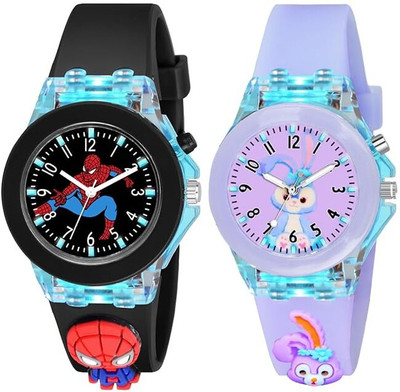 SALINA Analogue Watch with 7 Color Glowing Disco Light| Watch for Boys & Girls Multicolor Lights 3D Cute Cartoon Multi Function Rubber Strap Kidd's Analog Watch  - For Boys & Girls