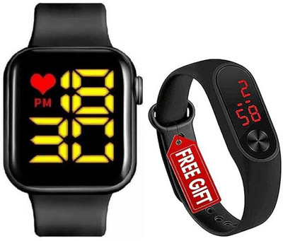 Mahi Trendz Black Digital Square Dial Watch LED Display Combo of 2 Watches Analog Watch  - For Women