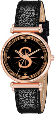 Red Robin FK_06ALPHA-S-RLX-RG-BLK-L-1 Fancy Design Stylish ALPHA-S Dial Black Leather Strap Women Wrist Watch Analog Watch  - For Girls