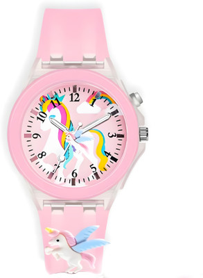 ZIYTRACK Analog Kids Watch Multicolor Light Disco Glowing 3D Unicorn Carton Watch For Kids 3D Analog Watch  - For Girls