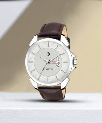 WIZARD TIMES Formal and Party Wear Watch for Men Men Watch Brown Leather Strap White Day & Date Dial Formal Watch Water Resistant Analog Watch  - For Men