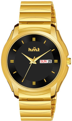 Hmrt Day Date Functioning Black Dial Golden Chain Analog Watch  - For Men